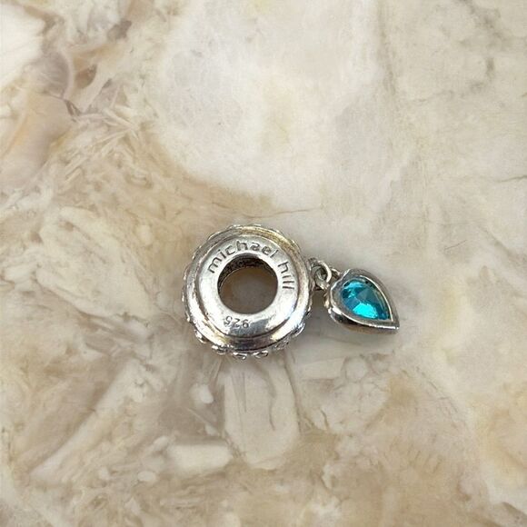 Michael Hill December 925 Sterling Silver & Blue Topaz Heart Charm Bead - Picture 5 of 5